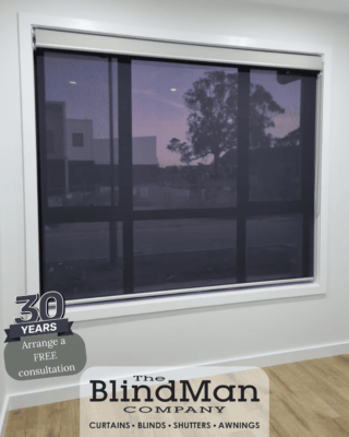 Black mesh roller blinds