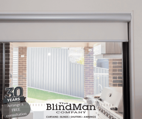 Roller blinds in white