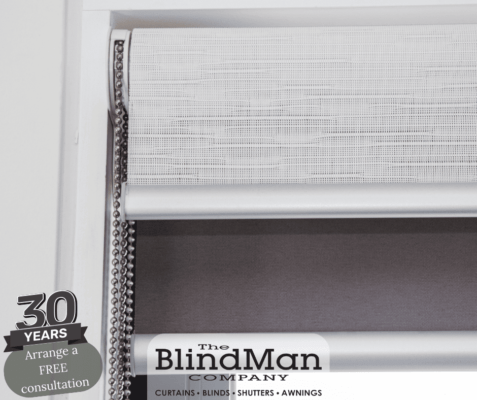 Roller blinds in white textured