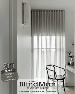 Roller blinds with curtains on front