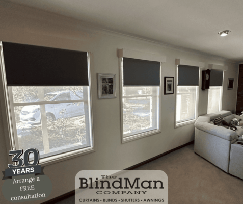 Small roller blinds in black